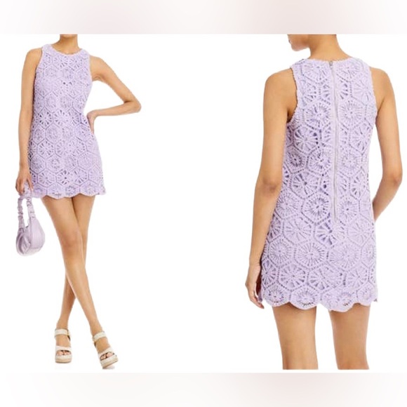 Aqua “Crochet Shift Dress” NWT in lilac, 100% Cotton, Bloomingdale’s exclusive! - Picture 2 of 10